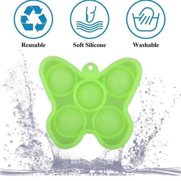 Blue Butterfly Fidget Pop Silicone soft keychain NEW - Picture 4 of 4